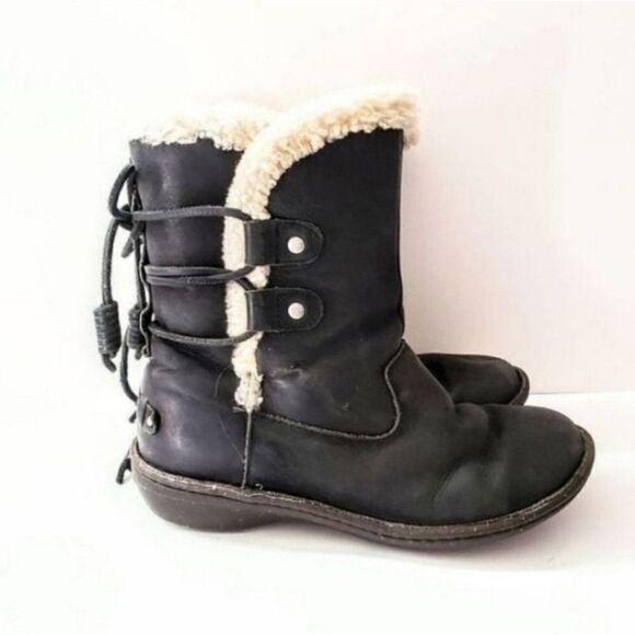 UGG Grey Akadia Back Lace-Up Waterproof Snow Boot Fleece Lined US Womens Size 6 - Picture 1 of 4